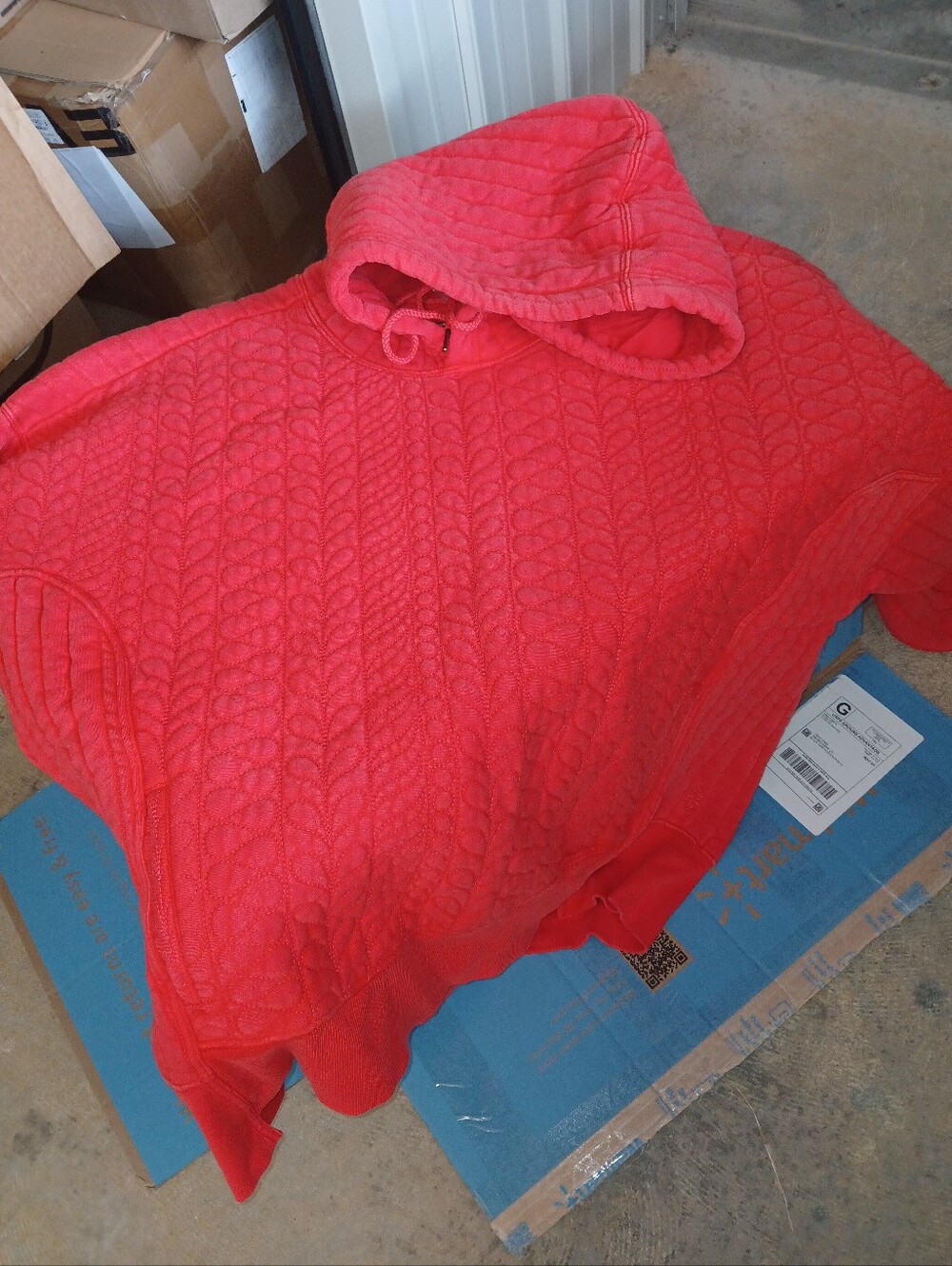 FP Movement by Free People Quilted Oversized Hoodie in Red - Picture 5 of 8